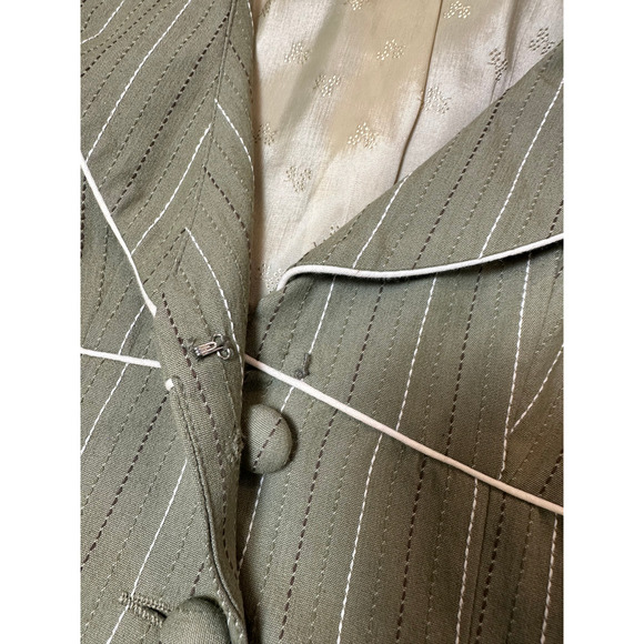 Nanette Lepore Vintage Pinstriped Green Blazer with Pockets and Bow detail  sz.2 - Picture 8 of 8